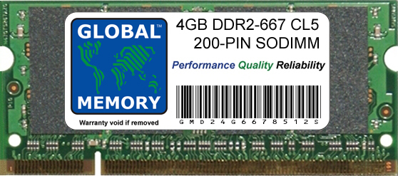 4GB DDR2 667MHz PC2-5300 200-PIN SODIMM MEMORY RAM FOR INTEL MACBOOK (LATE 2007 - EARLY/LATE 2008 - EARLY 2009) & MACBOOK PRO (MID/LATE 2007 - EARLY...